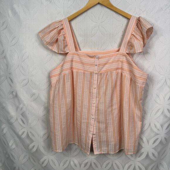Perch by Blu Pepper Button Up Striped Ruffle Sleeveless Top - Picture 7 of 7